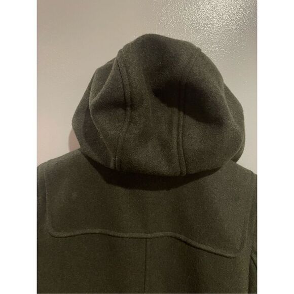 Women’s Wool Pea Coat- Bossini-Sz5 Juniors Olive Green Knee Length Hooded Womens - Picture 8 of 8